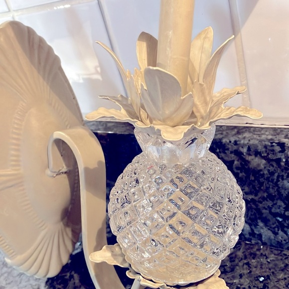 Decorative Heavy Metal Wall Sconce With Glass Pineapple - Picture 3 of 10